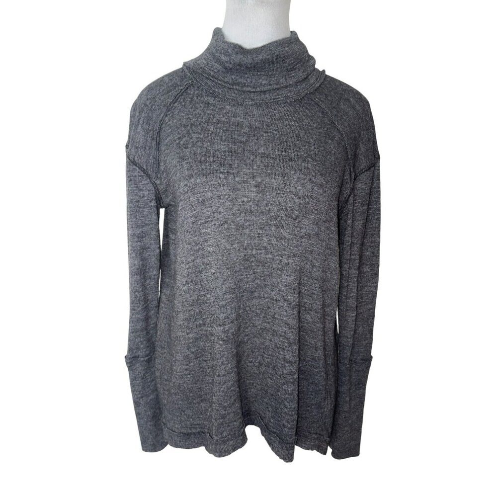 Free People We The Free Charcoal Split Back Turtleneck Sweater Size XS